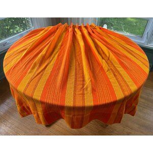 Vintage 70s orange curtain, striped woven panel, 1970s window treatment, choice: